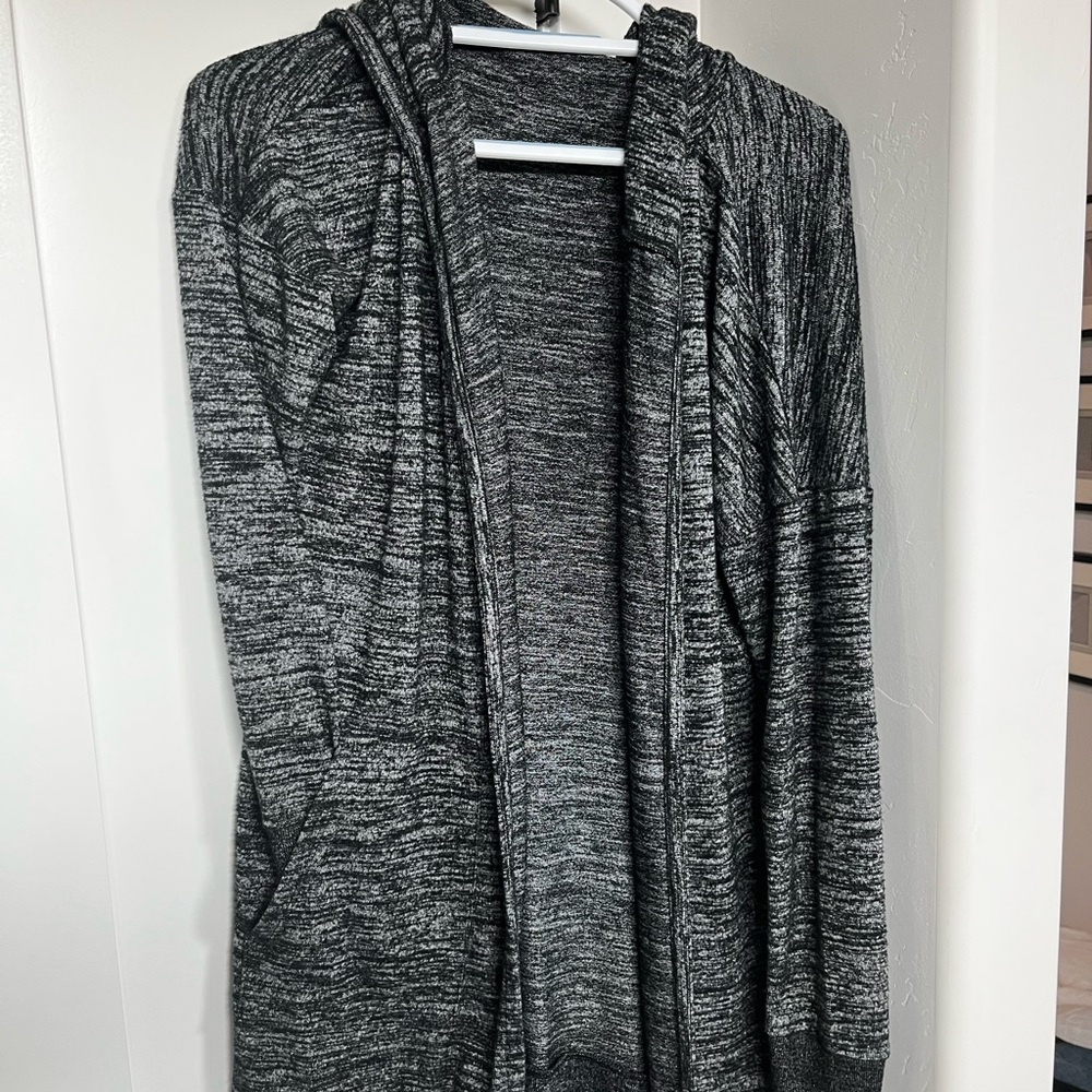 Gray Hooded Cardigan